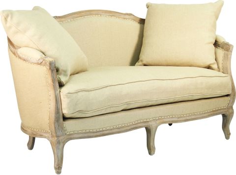 Maison Settee, Hemp Linen - French Country - Loveseats - By Hedgeapple ... with regard to Medallion Settee, Hemp Linen
